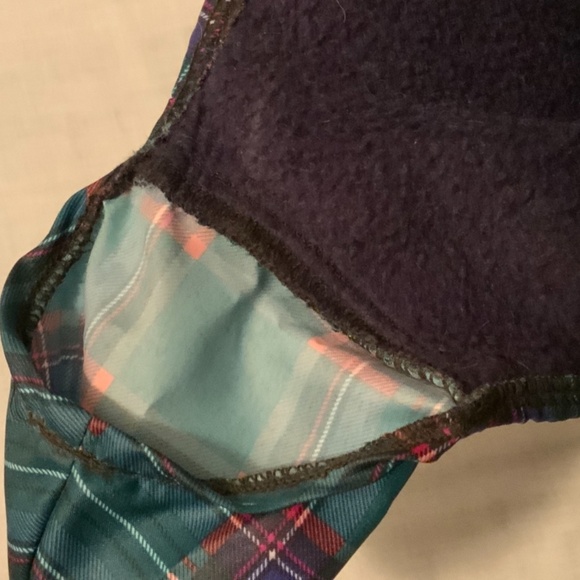 Daba Doo: Green Plaid Fleece-Lined Water Repellant Dog Coat (8” Back, 3” Leg) - Picture 3 of 4